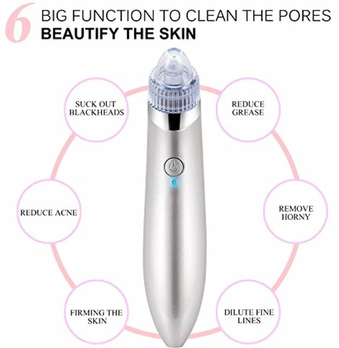 Rechargeable Blackhead & Whitehead Remover: Say goodbye to stubborn blackheads and hello to clear, radiant skin — all from the comfort of your home.